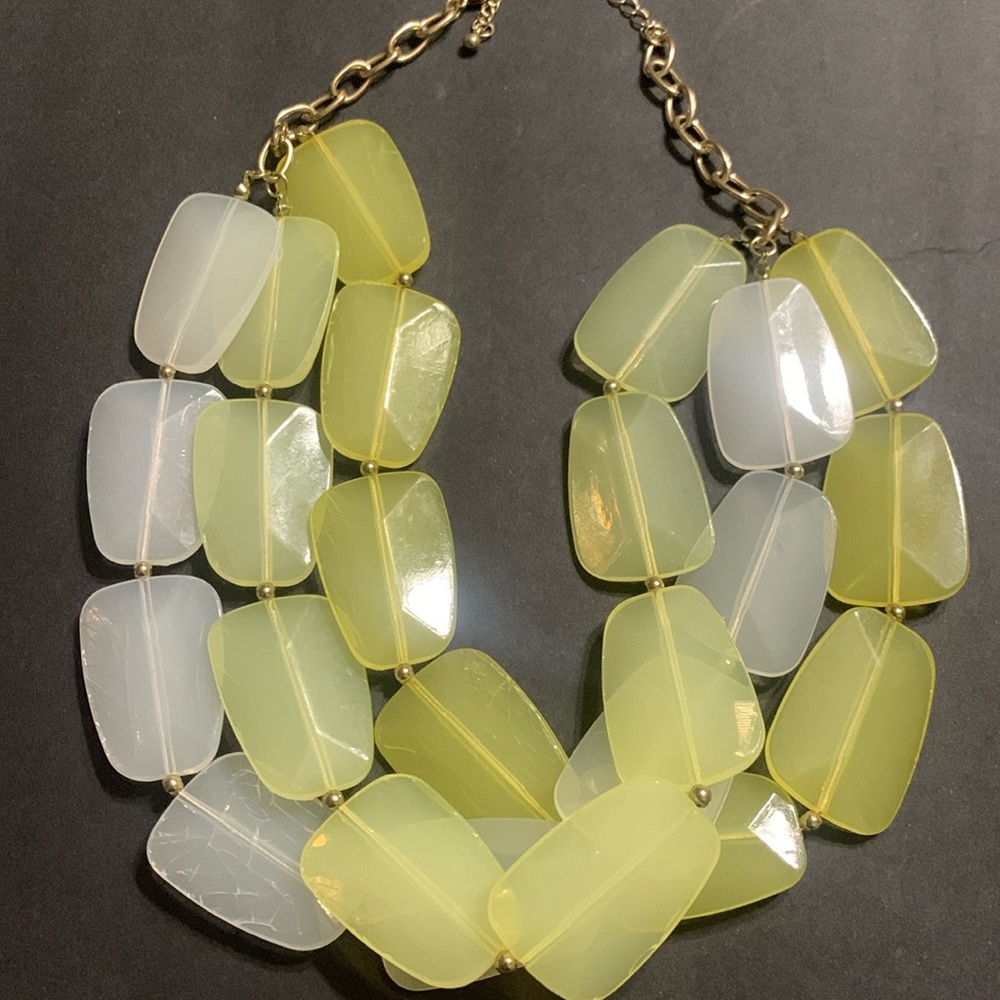 Pale Yellow Triple strand statement necklace